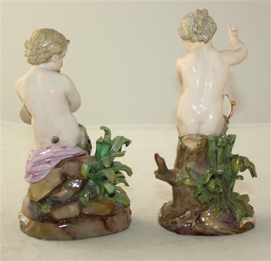 A pair of Meissen figures of fauns, 19th century, slight restorations